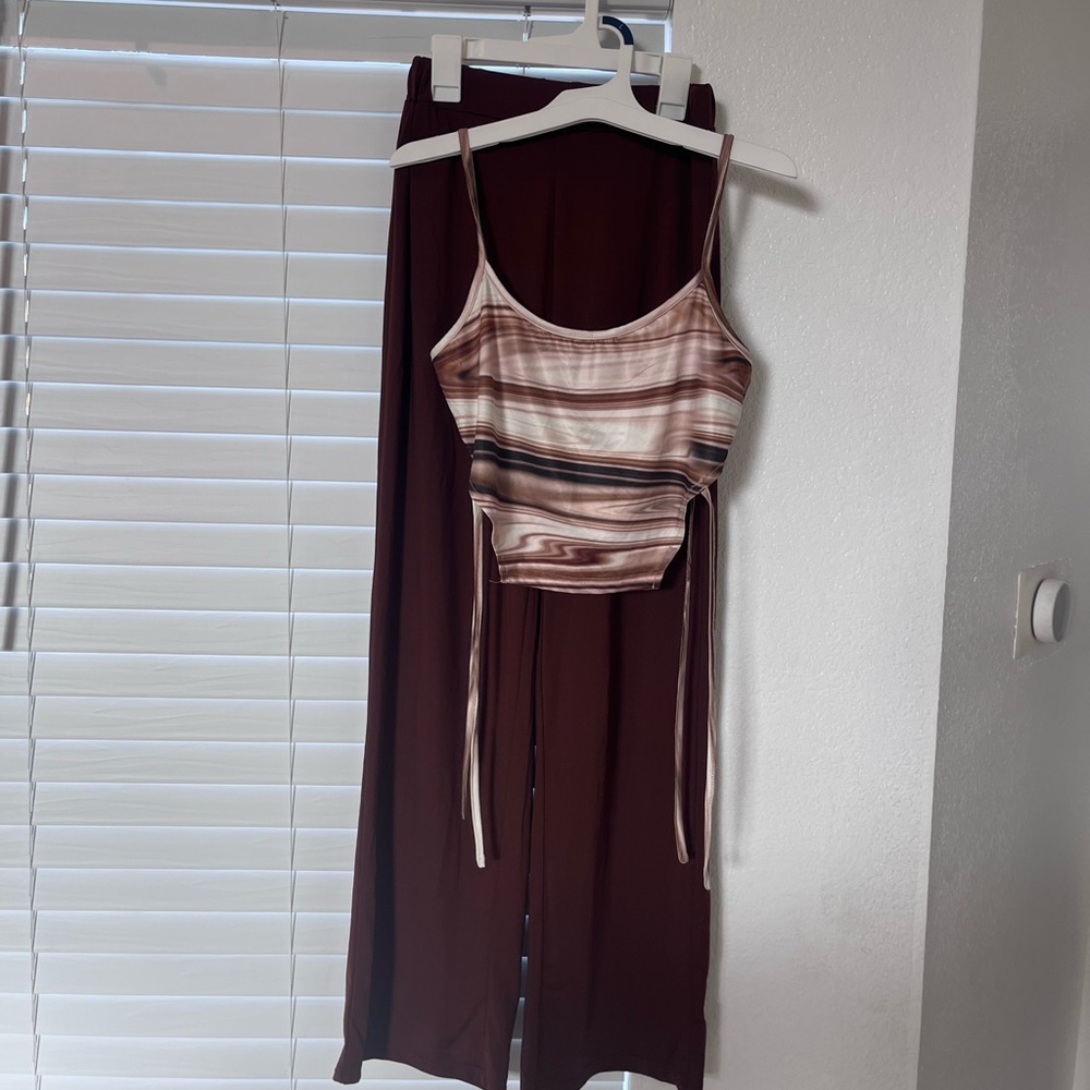 Striped Crop Top and Pants Set